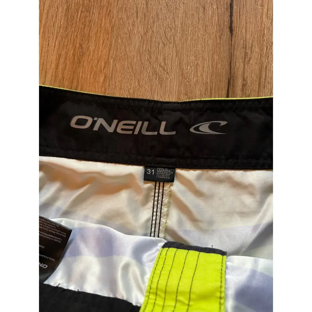 O’Neill Yellow and Gray Swim Trunks Size 31
